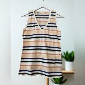 Madewell Top Women's Carlsbad Striped V-Neck Tank 100% Cotton M2991 Size XS